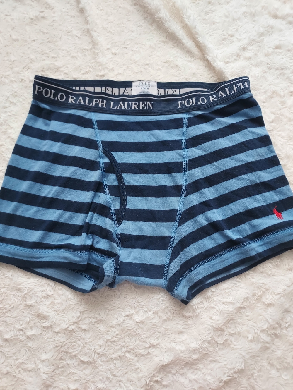 Polo by Ralph Lauren Classic Light Blue & Navy Striped Boxer Briefs 100% Cotton